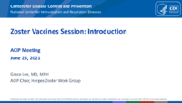 Zoster Vaccines session  Introduction