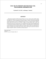 Coal Pillar Strength And Practical Coal Pillar Design Considerations Proceedings Of The Second International Workshop On Coal Pillar Mechanics And Design