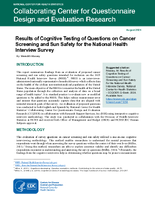 Results of Cognitive Testing of Questions on Cancer Screening and Sun Safety for the National Health Interview Survey