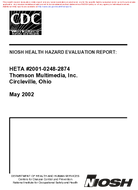 Health Hazard Evaluation Report HETA 200102482874 Thomson Multimedia Inc Circleville Ohio
