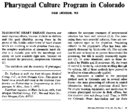 Pharyngeal culture program in Colorado