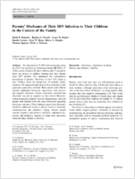 Parents Disclosure of Their HIV Infection to Their Children in the Context of the Family