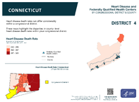 CT Congressional District 04 Heart Disease and Federally Qualified Health Centers Map 118th Congress