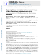Supporting National Immunization Technical Advisory Groups NITAGs in development of evidencebased vaccine recommendations and NITAG assessments  New tools and approaches