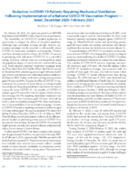 Reduction in COVID19 Patients Requiring Mechanical Ventilation Following Implementation of a National COVID19 Vaccination Program  Israel December 2020February 2021