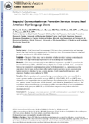 Impact of Communication on Preventive Services Among Deaf American Sign Language Users