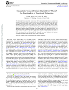 Masculinity Contest Culture Harmful for Whom An Examination of Emotional Exhaustion