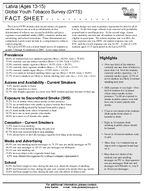 2007 Latvia Ages 1315 Global Youth Tobacco Survey GYTS Fact Sheet