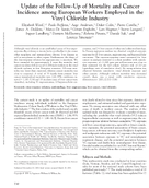 Update of the FollowUp of Mortality and Cancer Incidence Among European Workers Employed in the Vinyl Chloride Industry
