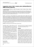 Longterm cancer risk in women given diethylstilbestrol DES during pregnancy