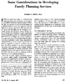 Some Considerations In Developing Family Planning Services