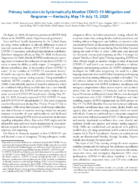 Primary Indicators to Systematically Monitor COVID19 Mitigation and Response  Kentucky May 19July 15 2020