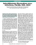 Autochthonous Plasmodium vivax Infections Florida USA 2023