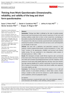 Thriving from Work Questionnaire Dimensionality Reliability and Validity of the Long and Short Form Questionnaires