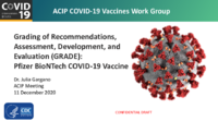 Grading of recommendations assessment development and evaluation GRADE  Pfizer BioNTech COVID19 vaccine