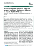 Relationship between body mass index and perceived insufficient sleep among US adults an analysis of 2008 BRFSS data