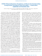 COVID19 Vaccination Intent Perceptions and Reasons for Not Vaccinating Among Groups Prioritized for Early Vaccination  United States September and December 2020