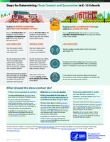 Steps for determining close contact and quarantine in K12 schools