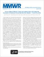 Survey of Blood Collection Centers and Implementation of Guidance for Prevention of Transfusiontransmitted Zika Virus Infection  Puerto Rico 2016