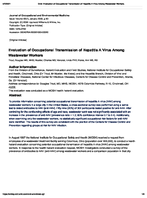 Evaluation of Occupational Transmission of Hepatitis A Virus Among Wastewater Workers