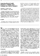 Improving mental health practices in primary care findings from recent research
