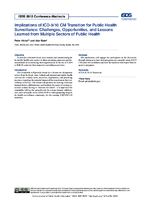 Implications of ICD910 CM Transition for Public Health Surveillance Challenges Opportunities and Lessons Learned from Multiple Sectors of Public Health