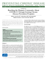 Reaching the Hispanic Community About COVID19 Through Existing Chronic Disease Prevention Programs