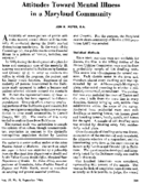Attitudes Toward Mental Illness In A Maryland Community