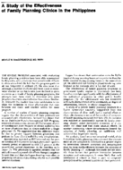 A Study Of The Effectiveness Of Family Planning Clinics In The Philippines