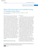 Effect of Dairy Farm Supervisor Leadership Training on Workplace Safety Climate
