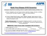 Ebola Virus Disease EVD Screening Emergency Departments 20140905
