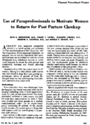 Use of paraprofessionals to motivate women to return for post partum checkup