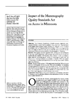 Impact Of The Mammography Quality Standards Act On Access In Minnesota