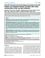 AntiHIV Activity in CervicalVaginal Secretions from HIVPositive and Negative Women Correlate with Innate Antimicrobial Levels and IgG Antibodies