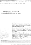 A Community Strategy For Medicaid Child Dental Services