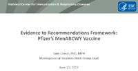 Evidence to Recommendations Framework  Pfizers MenABCWY vaccine