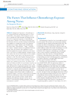 The Factors That Influence Chemotherapy Exposure Among Nurses An Integrative Review