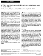 APOE 4 and Hip Fracture Risk in a CommunityBased Study of Older Adults