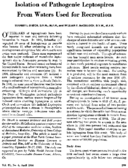 Isolation of pathogenic leptospires from waters used for recreation