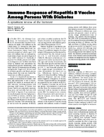 Immune Response of Hepatitis B Vaccine Among Persons With Diabetes