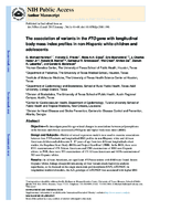 The association of variants in the FTO gene with longitudinal body mass index profiles in nonHispanic white children and adolescents