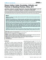 Dietary Sodium Intake Knowledge Attitudes and Practices in Shandong Province China 2011