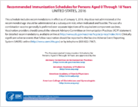 Recommended immunization schedules for persons aged 0 through 18 years  United States 2016