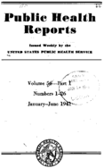 Public Health Reports  Vol 56 part I numbers 126 JanuaryJune 1941  index