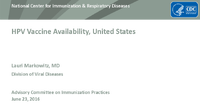 HPV Vaccine Availability United States 2016