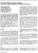 The urban church and cancer control a source of social influence in minority communities