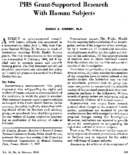 Phs GrantSupported Research With Human Subjects