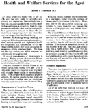 Health and welfare services for the aged