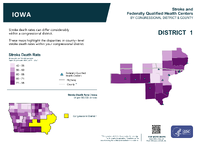 IA Congressional District 01 Stroke and Federally Qualified Health Centers Map 118th Congress