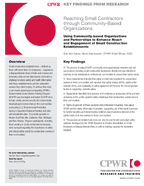 Key Findings from Research Reaching Small Contractors through CommunityBased Organizations